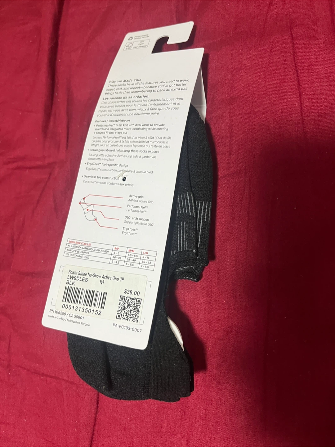 Lululemon Power Stride No Show Active Grip 3 Pack Socks