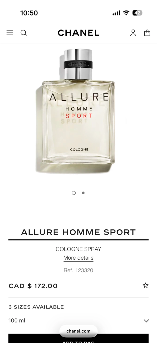 New-Chanel Allure Homme Sport Cologne Spray 100 ml