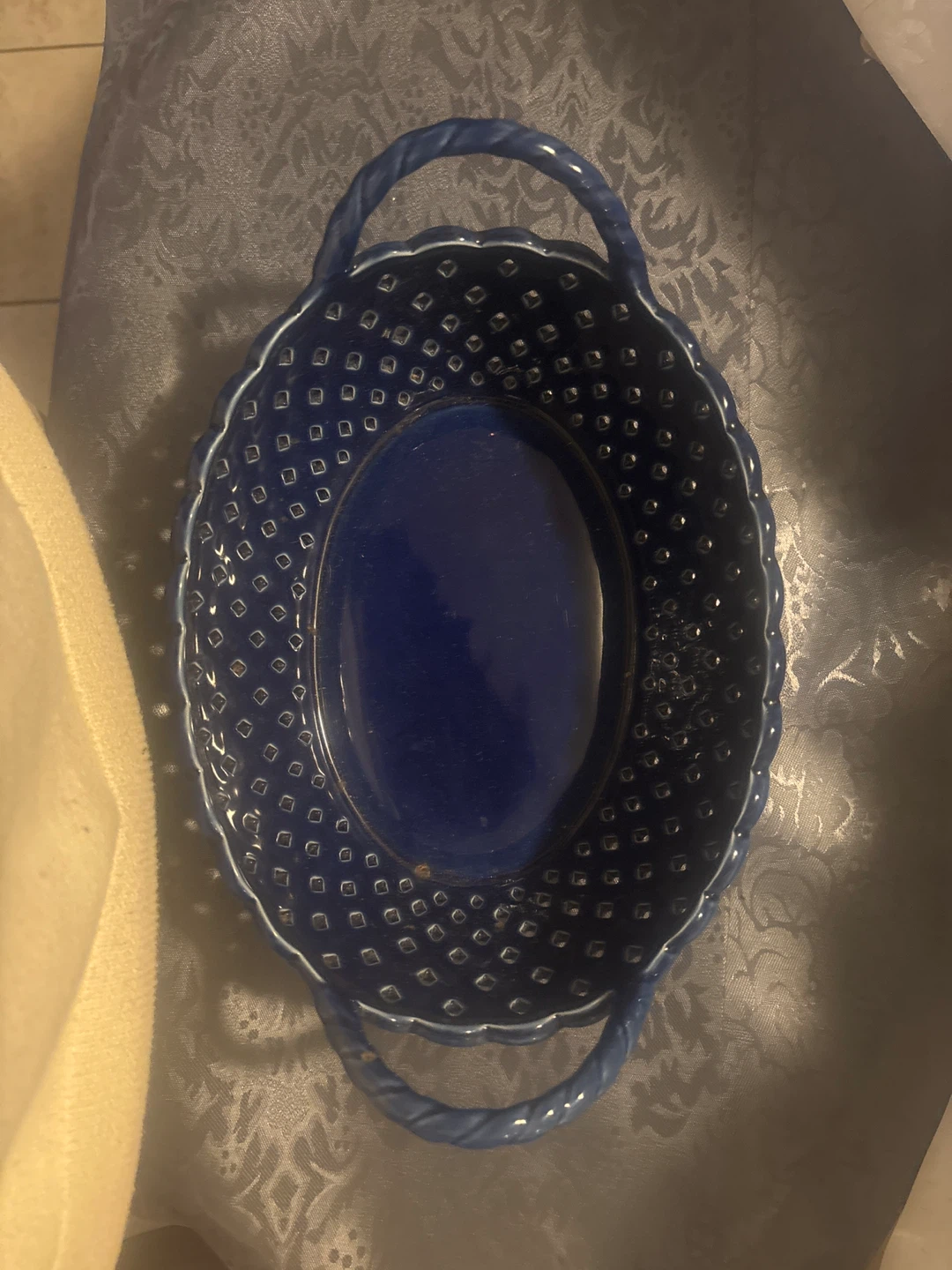 Blue Ceramic Basket Bowl with Handles - photo 2