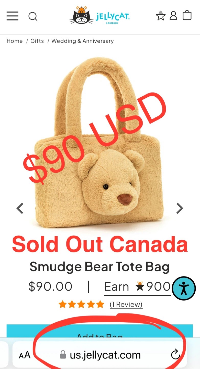 Jellycat Smudge Bear Tote Bag - photo 3