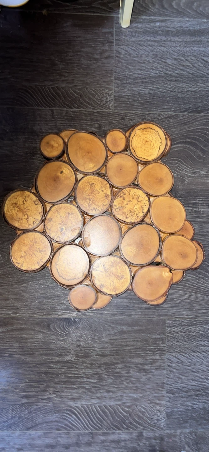 Vintage Double-Layered Wood Slice Mosaic Art / Trivet