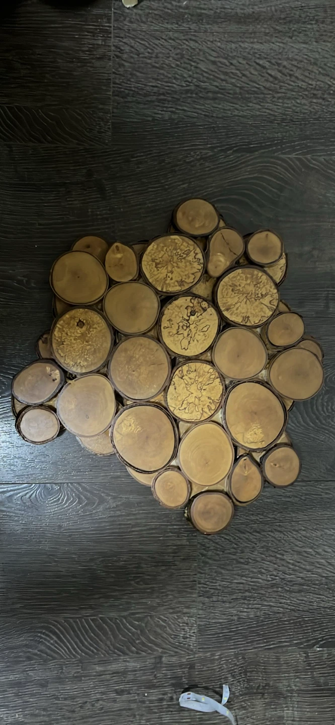 Vintage Double-Layered Wood Slice Mosaic Art / Trivet - photo 2