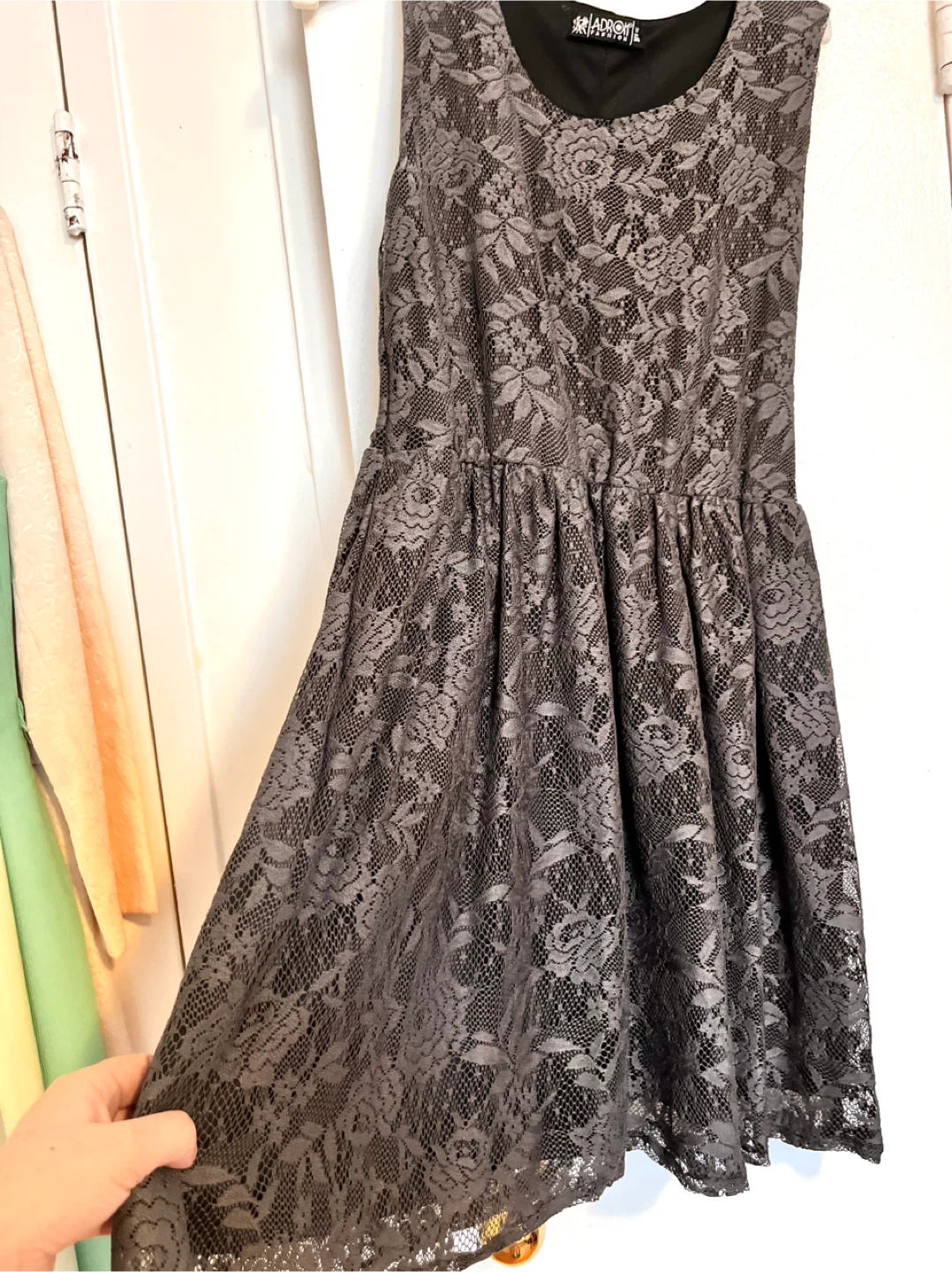 ADROM FASHION Women's Grey Lace Dress Size 38 - photo 4