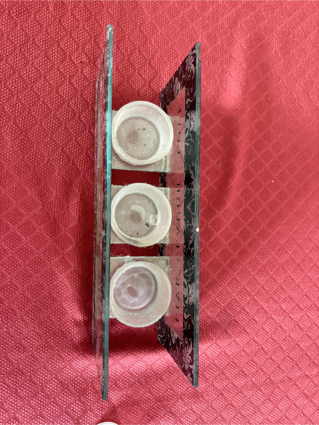Three Votive Candle Holder with "Live Laugh Love" - photo 2