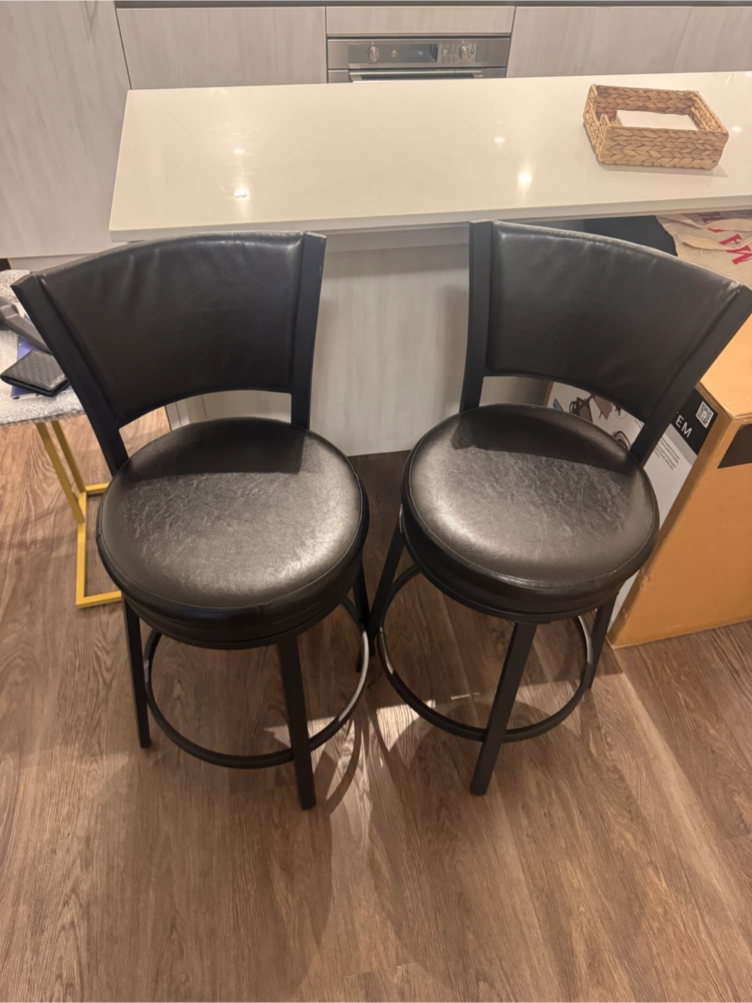 2 Black Swivel Bar Stools
