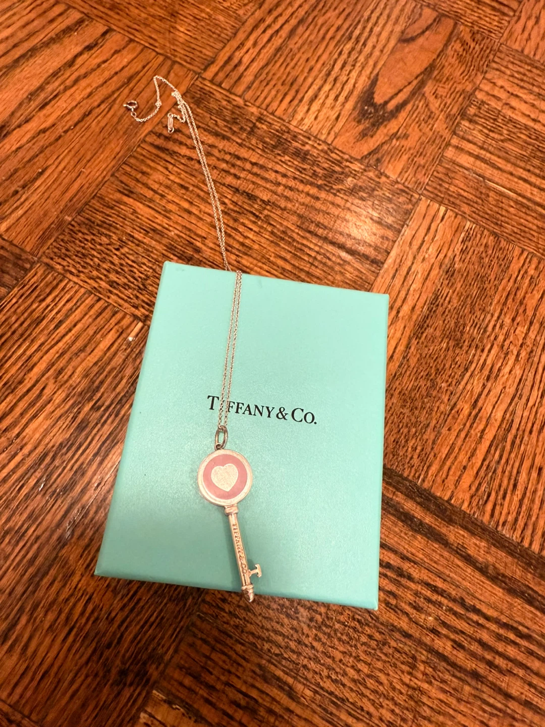 Rare Tiffany & Co. Sterling Silver Heart Key Pendant Necklace - photo 2