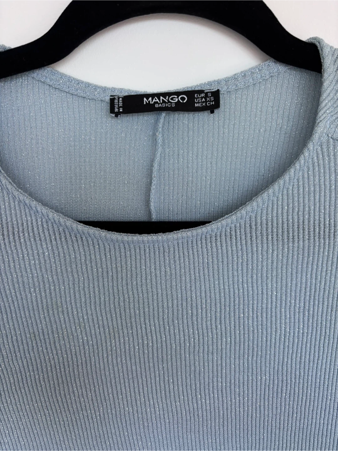 Mango Blue Sparkly Ribbed Top - XS - photo 2