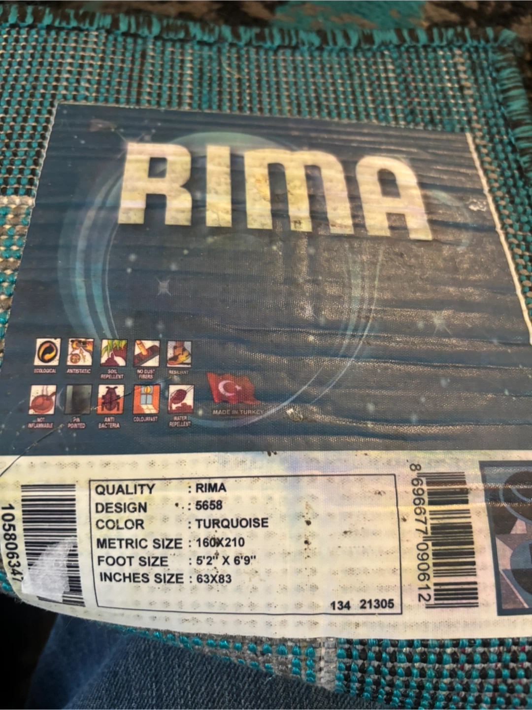 RIMA Turquoise Area Rug - 63" x 83" - photo 2