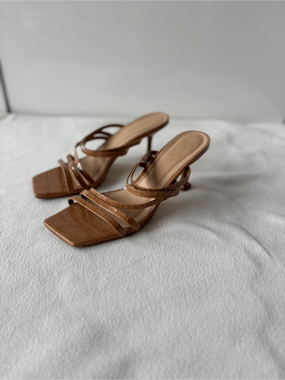 Carvela Croc Embossed Heeled Sandals
