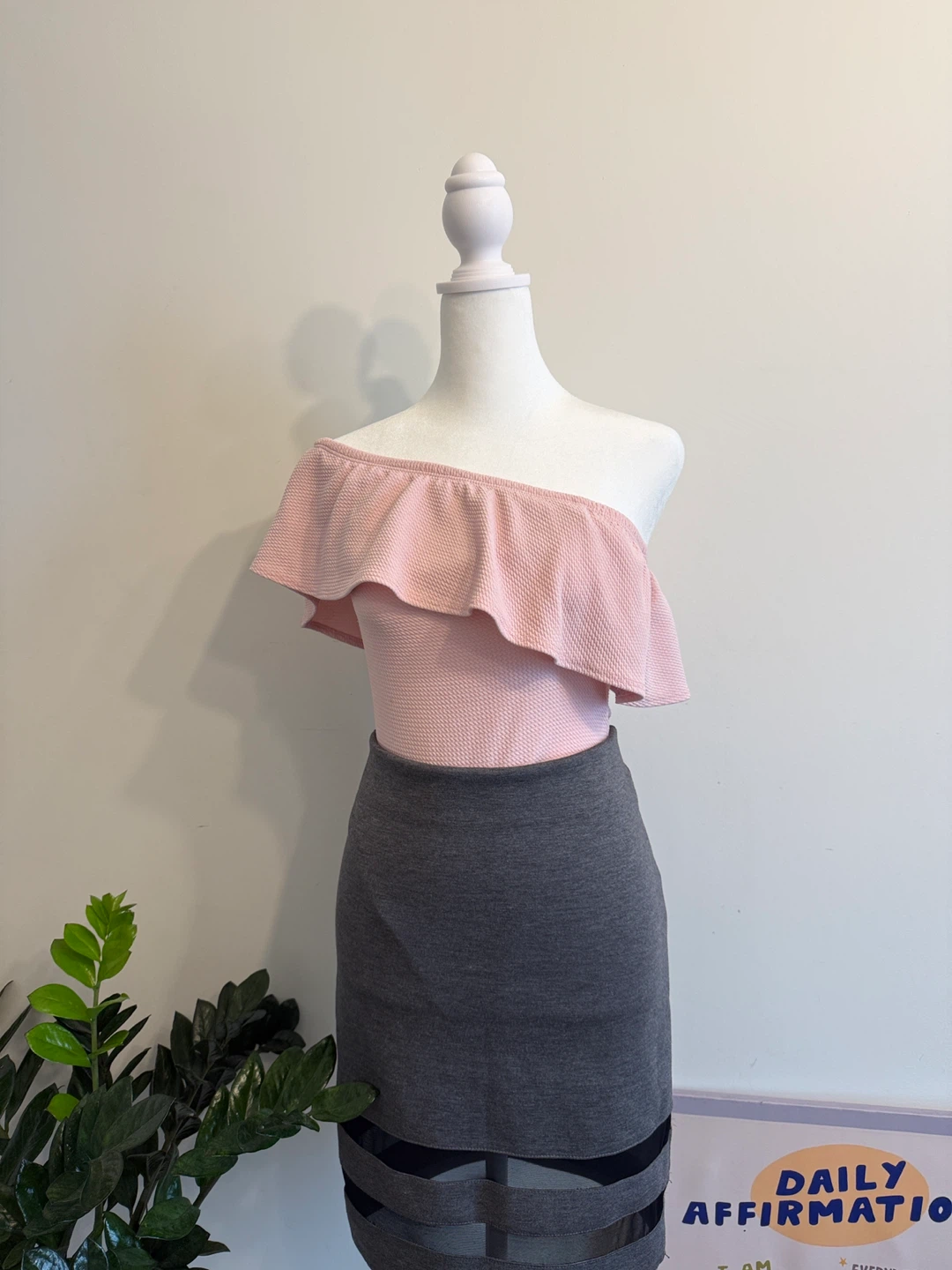 Pink Off-the-Shoulder Ruffle Bodysuit
