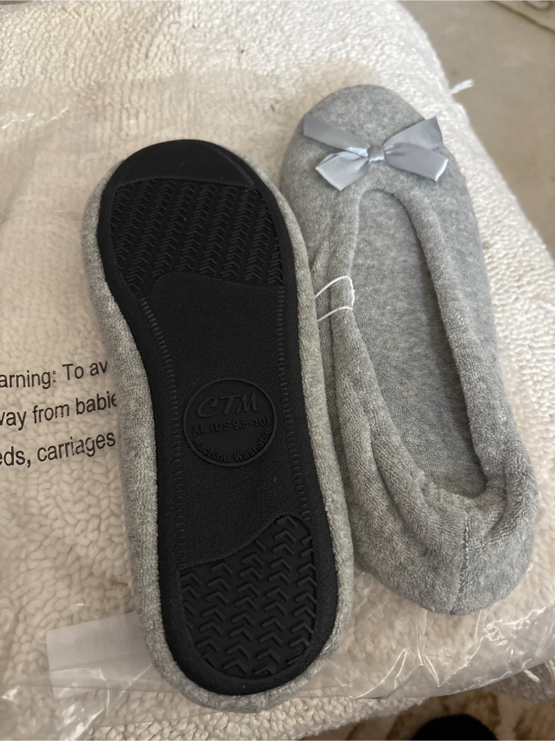Grey Slippers with Bow - Size XL - photo 2