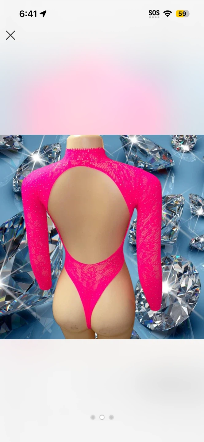 Sheer Rhinestone Long Sleeve Bodysuit - photo 3