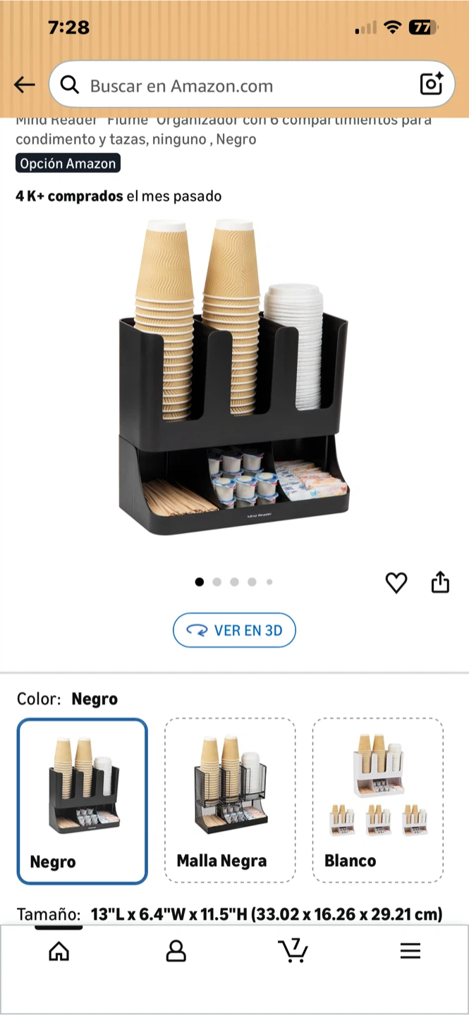 Mind Reader "Flume" 3-Compartment Cup Dispenser Organizer