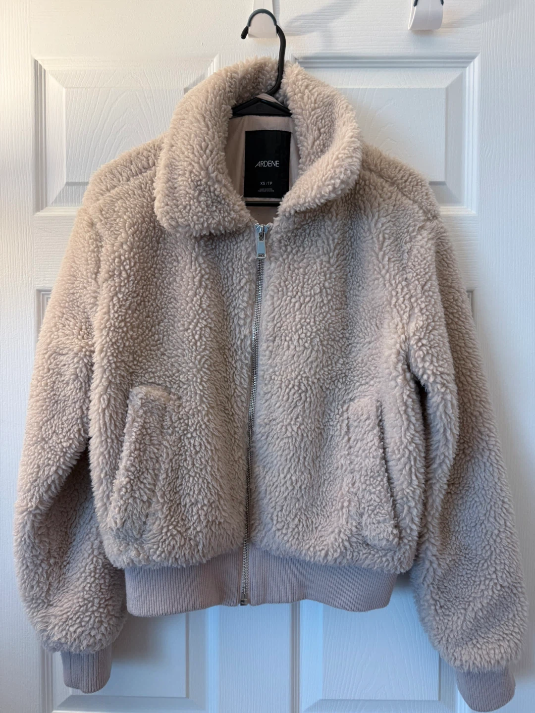 Ardene Beige Sherpa Bomber Jacket | H&M