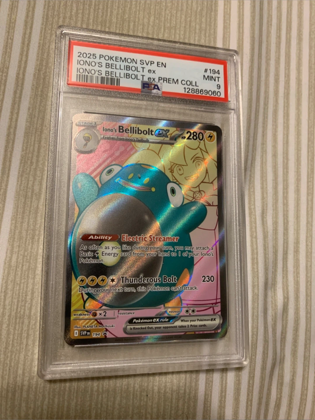 2025 Pokemon Iono's Bellibolt EX PSA 9 Mint Card - photo 3
