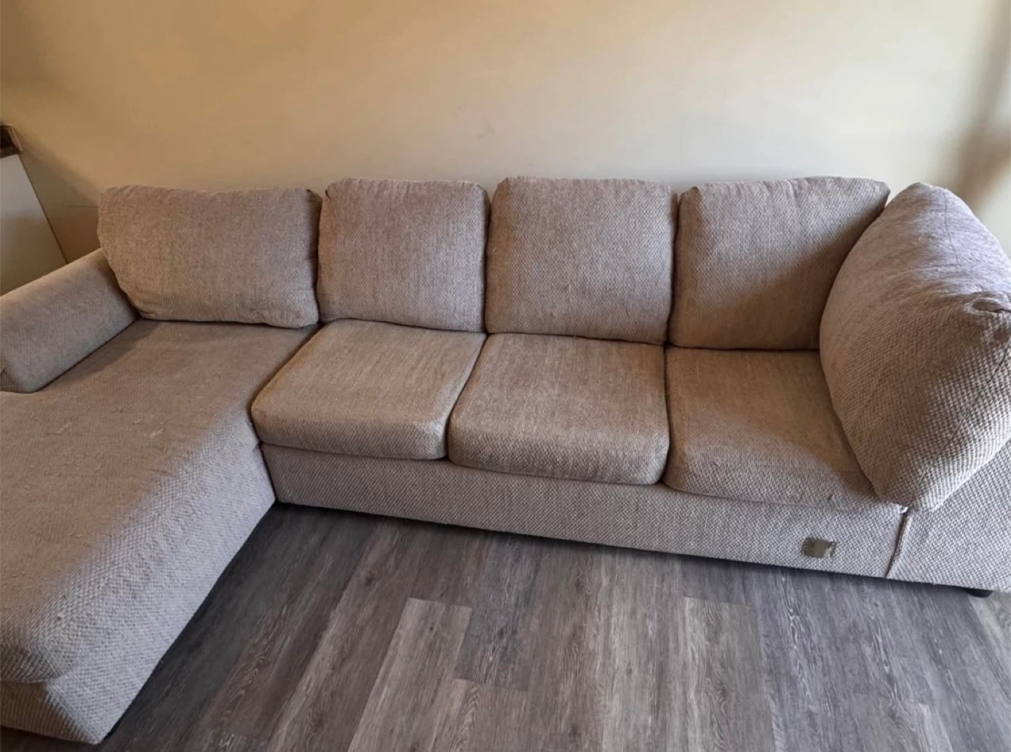 Light Beige Sectional Sofa with Chaise