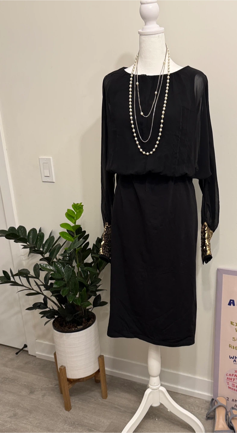 Black sequined cuff dress - photo 2