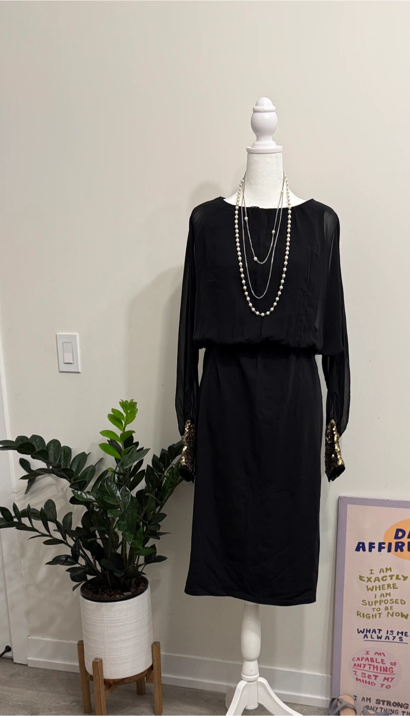Black sequined cuff dress