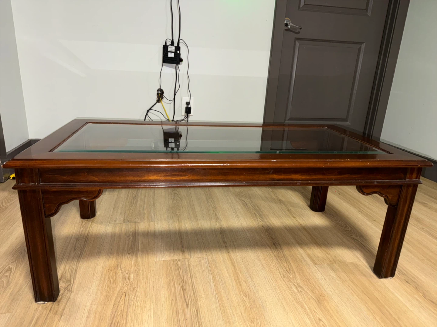 Wooden Coffee Table with Glass Top - photo 2