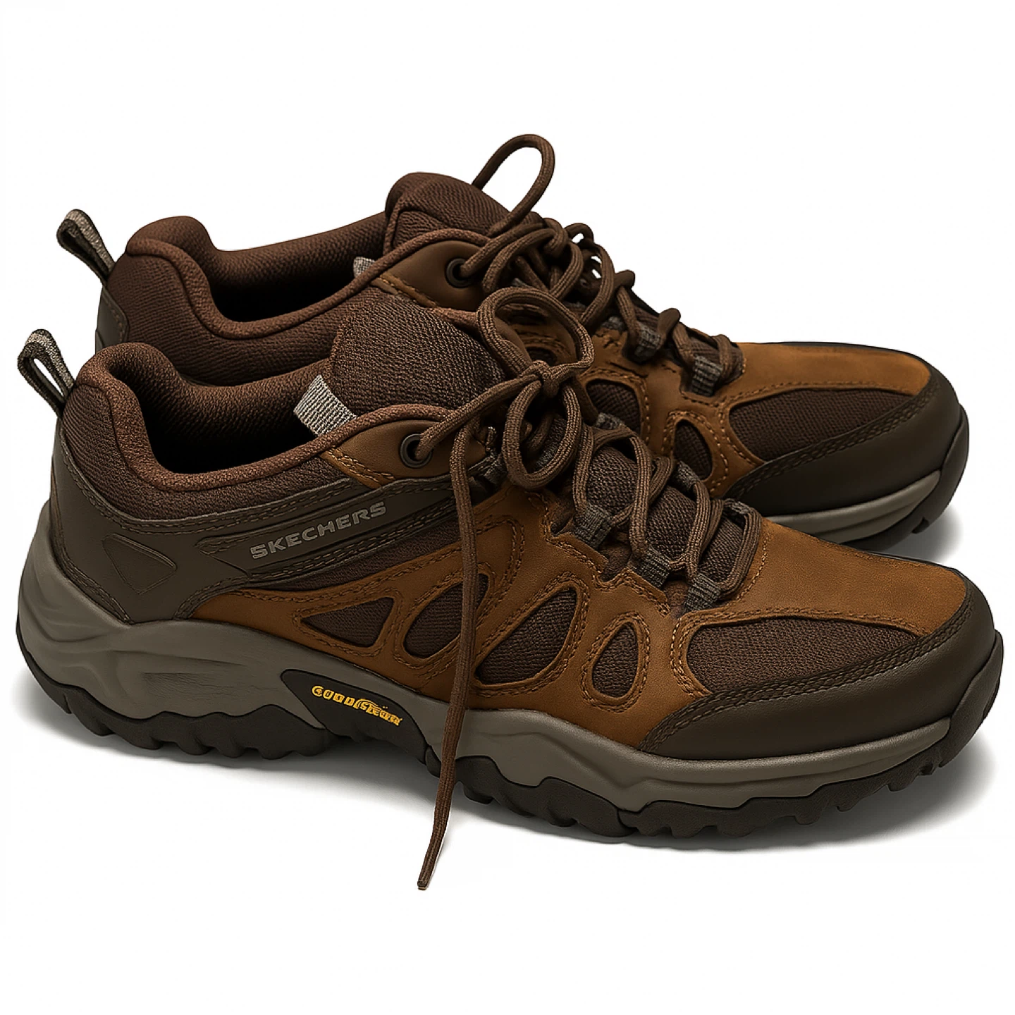Skechers Men's Brown Leather Hiking Shoes