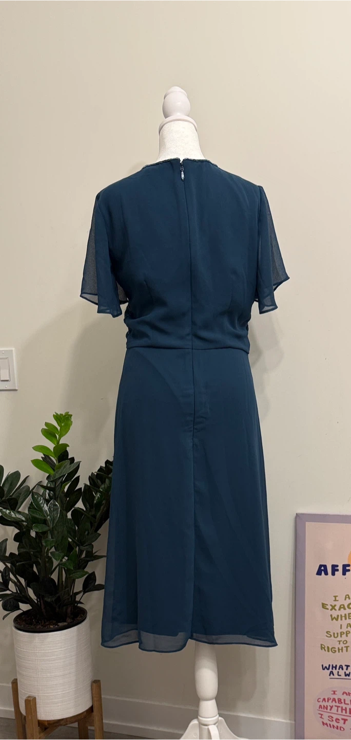 Teal Beaded Sheer Sleeve Dress - photo 5