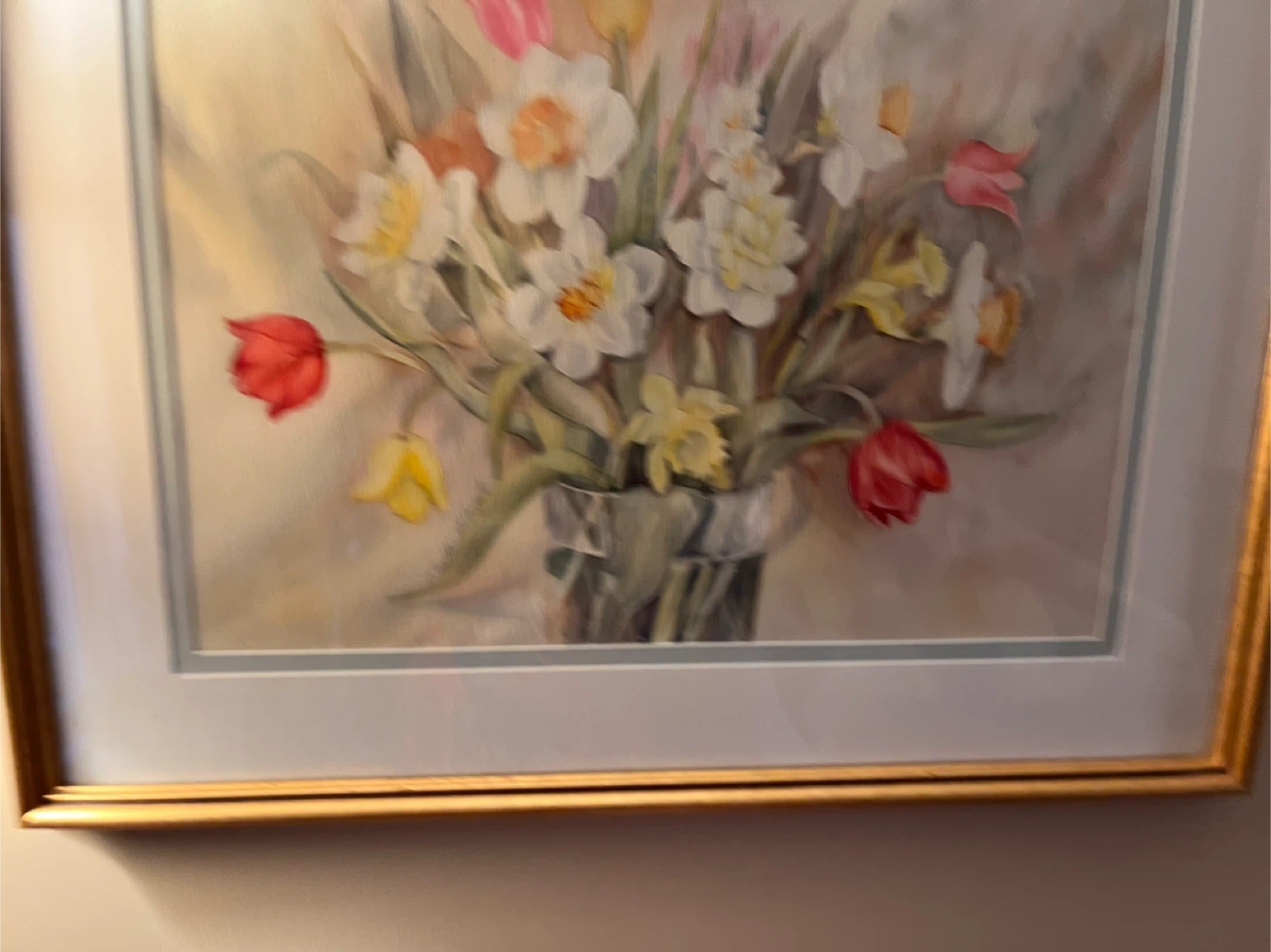 Framed Floral Watercolor Painting