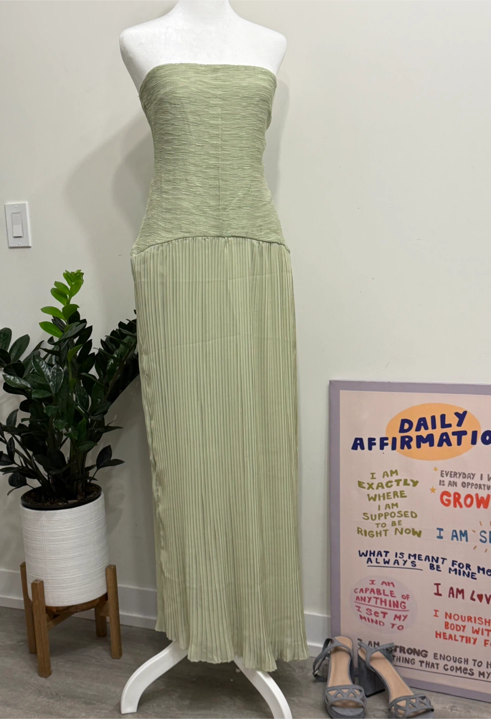 Strapless Pleated Maxi Dress - photo 2