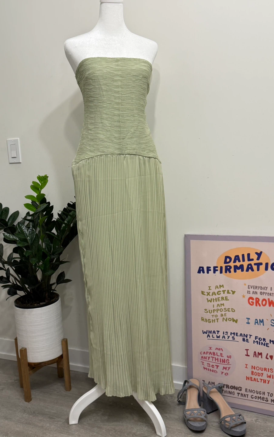 Strapless Pleated Maxi Dress - photo 3