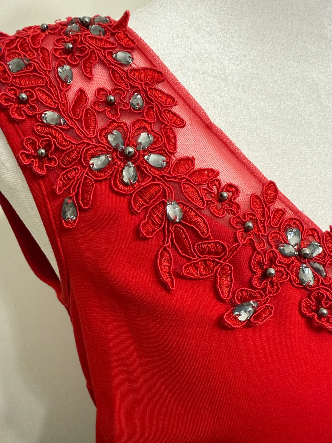 Red Sheath Dress with Embellished Neckline - photo 2