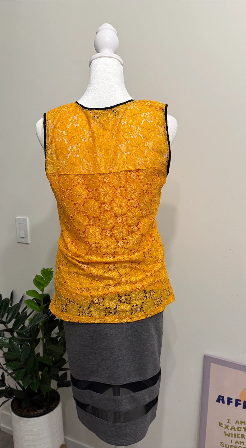 Women's Orange Lace Sleeveless Top - photo 5