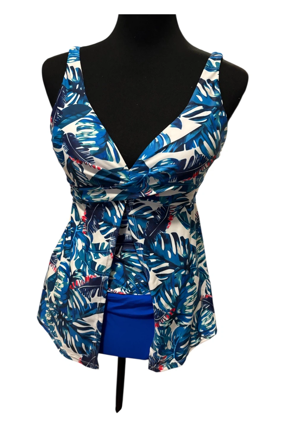 Zmart Blue Tropical Print Tankini Swimsuit Size S