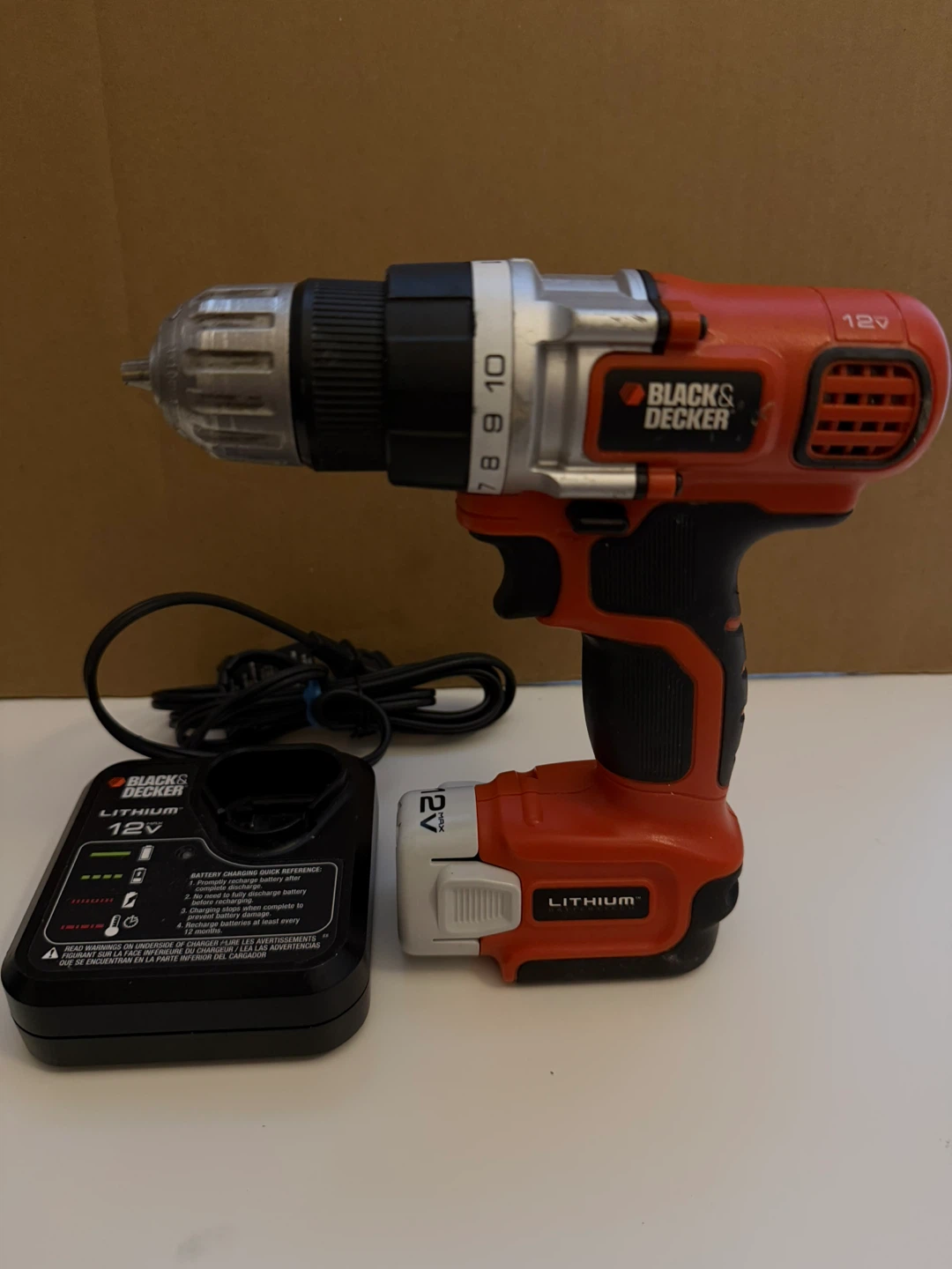 BLACK+DECKER 12V Lithium Cordless Drill with Charger