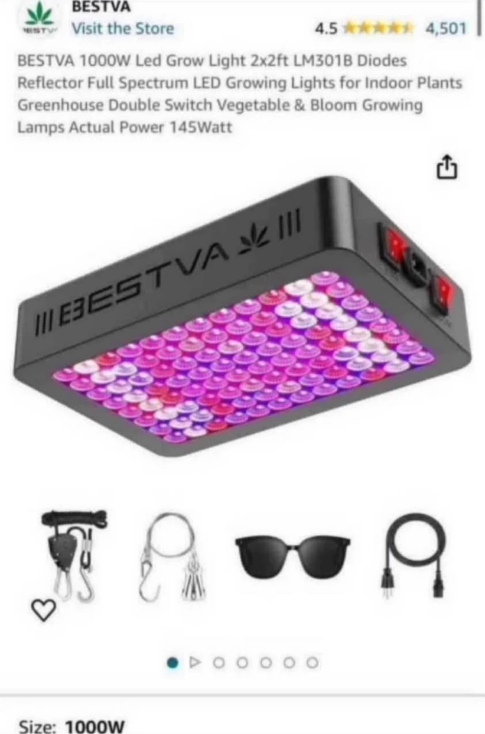 BESTVA 1000W LED Grow Light