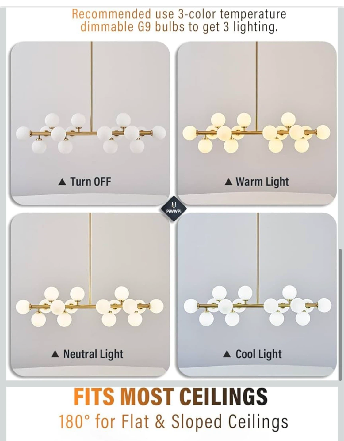 PiWWPi Chandelier 16-Light Modern Gold - photo 2