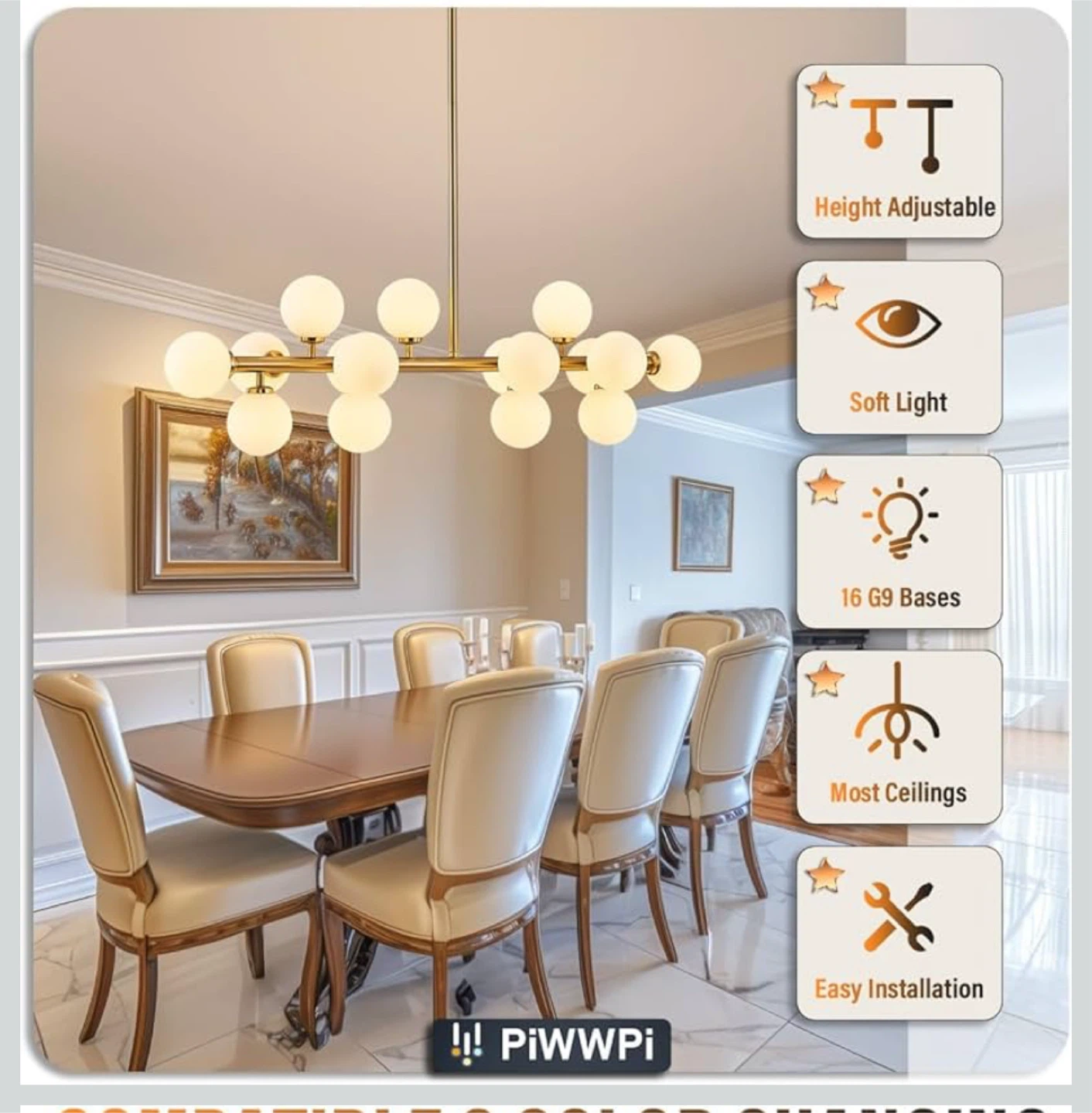 PiWWPi Chandelier 16-Light Modern Gold - photo 3