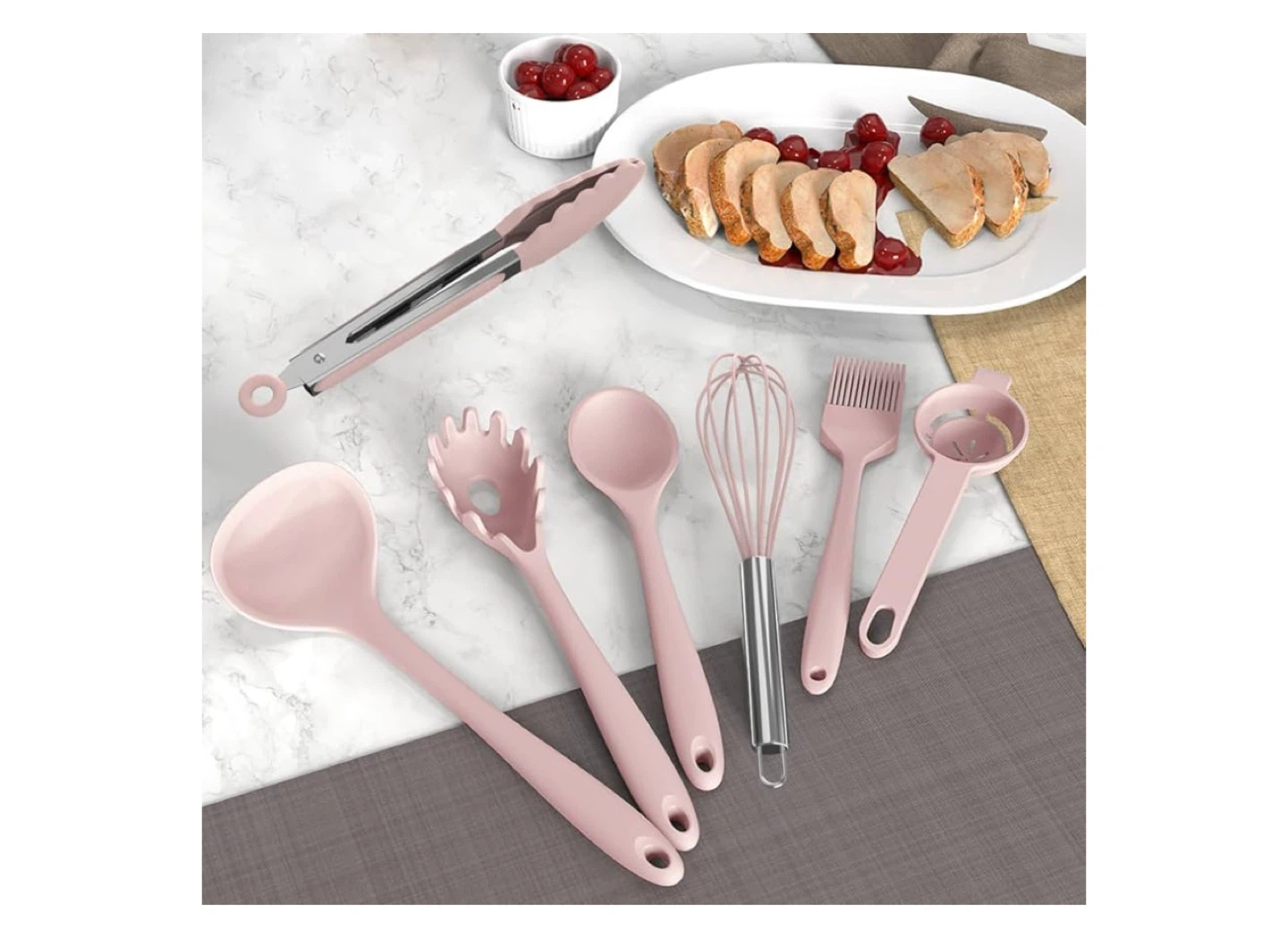 15-Piece Pink Silicone Kitchen Utensil Set - photo 4