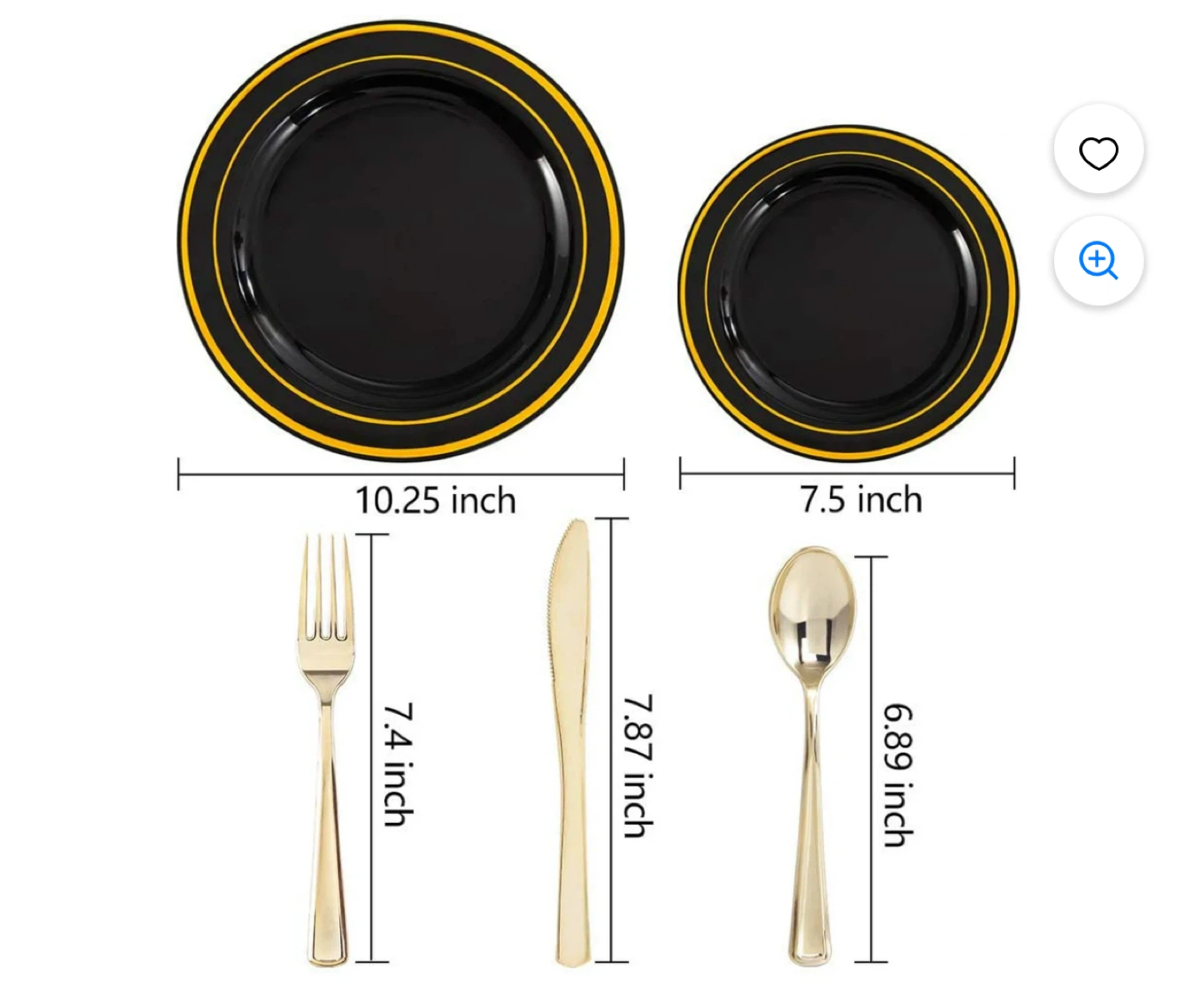 Black & Gold Plastic Plates and Cutlery Set - photo 5