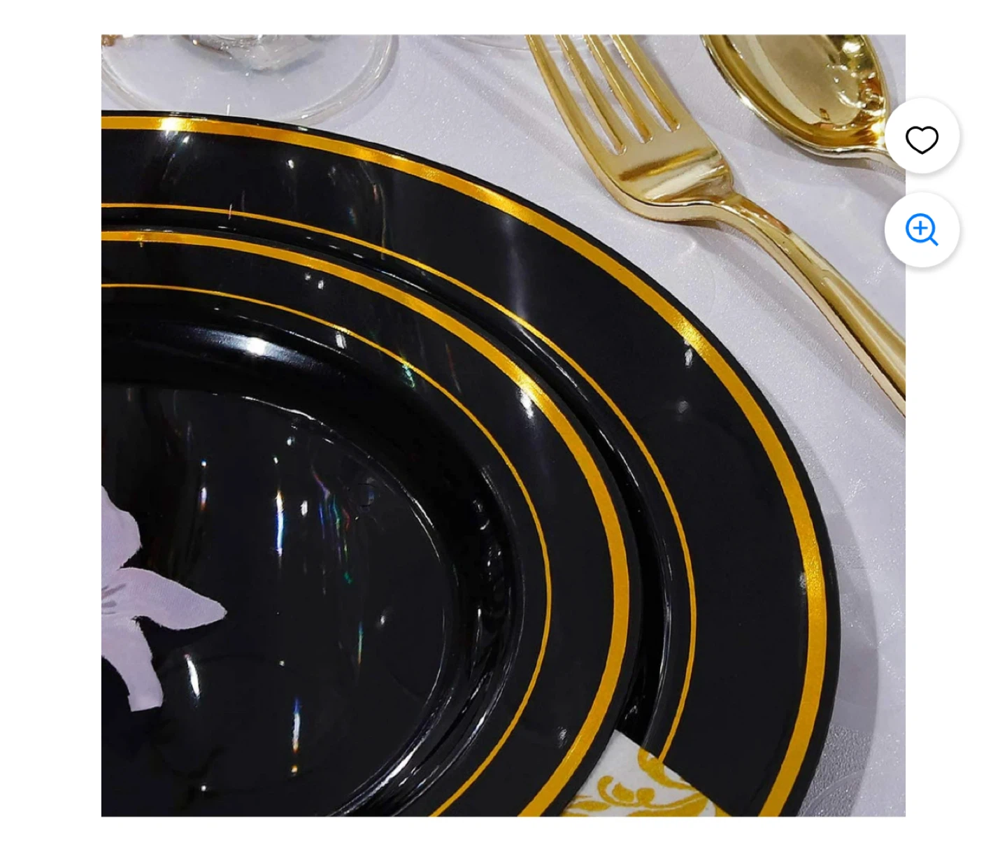 Black & Gold Plastic Plates and Cutlery Set - photo 3
