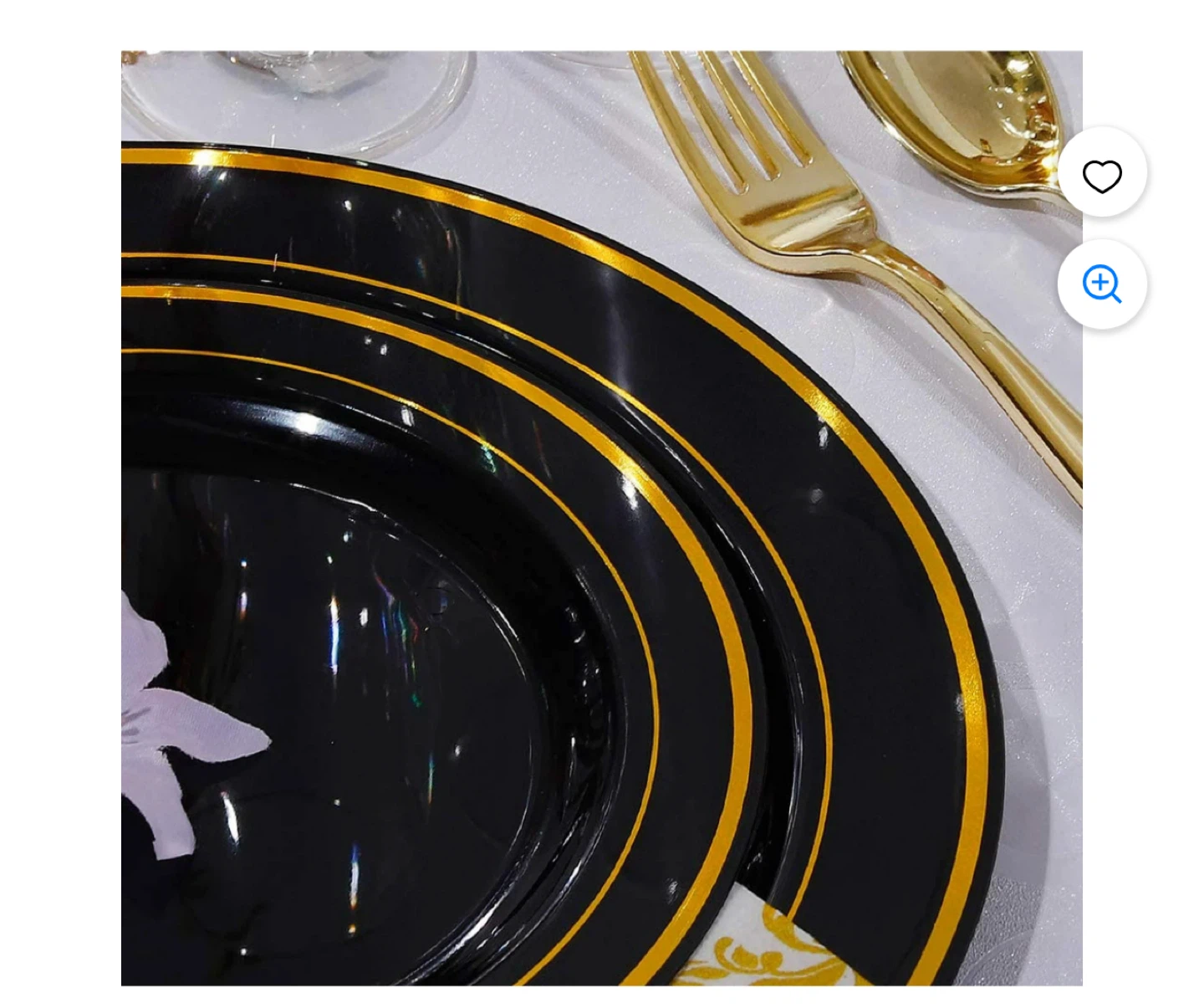 Black & Gold Plastic Plates and Cutlery Set - photo 4