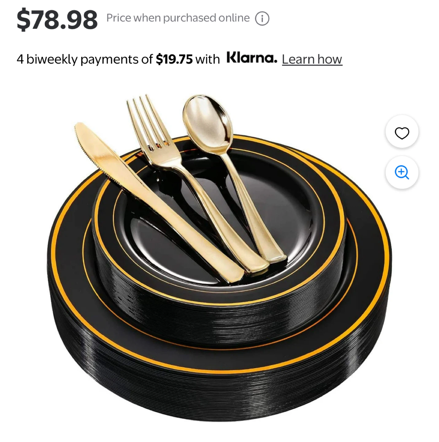 Black & Gold Plastic Plates and Cutlery Set - photo 2
