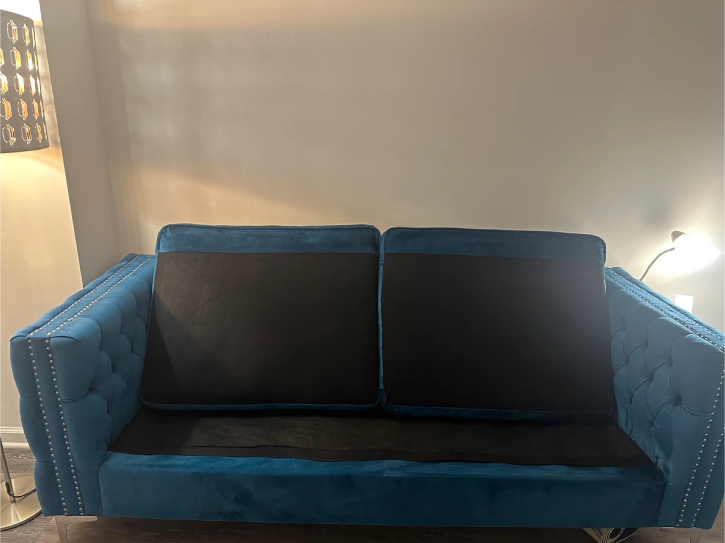 Teal Velvet 84’’ with Tufted Back - photo 3