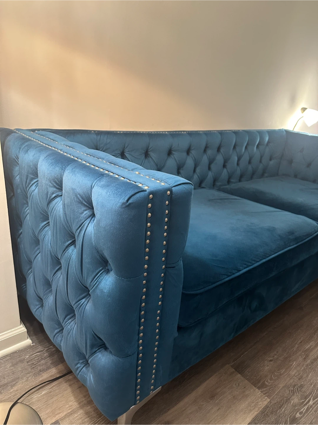 Teal Velvet 84’’ with Tufted Back - photo 2