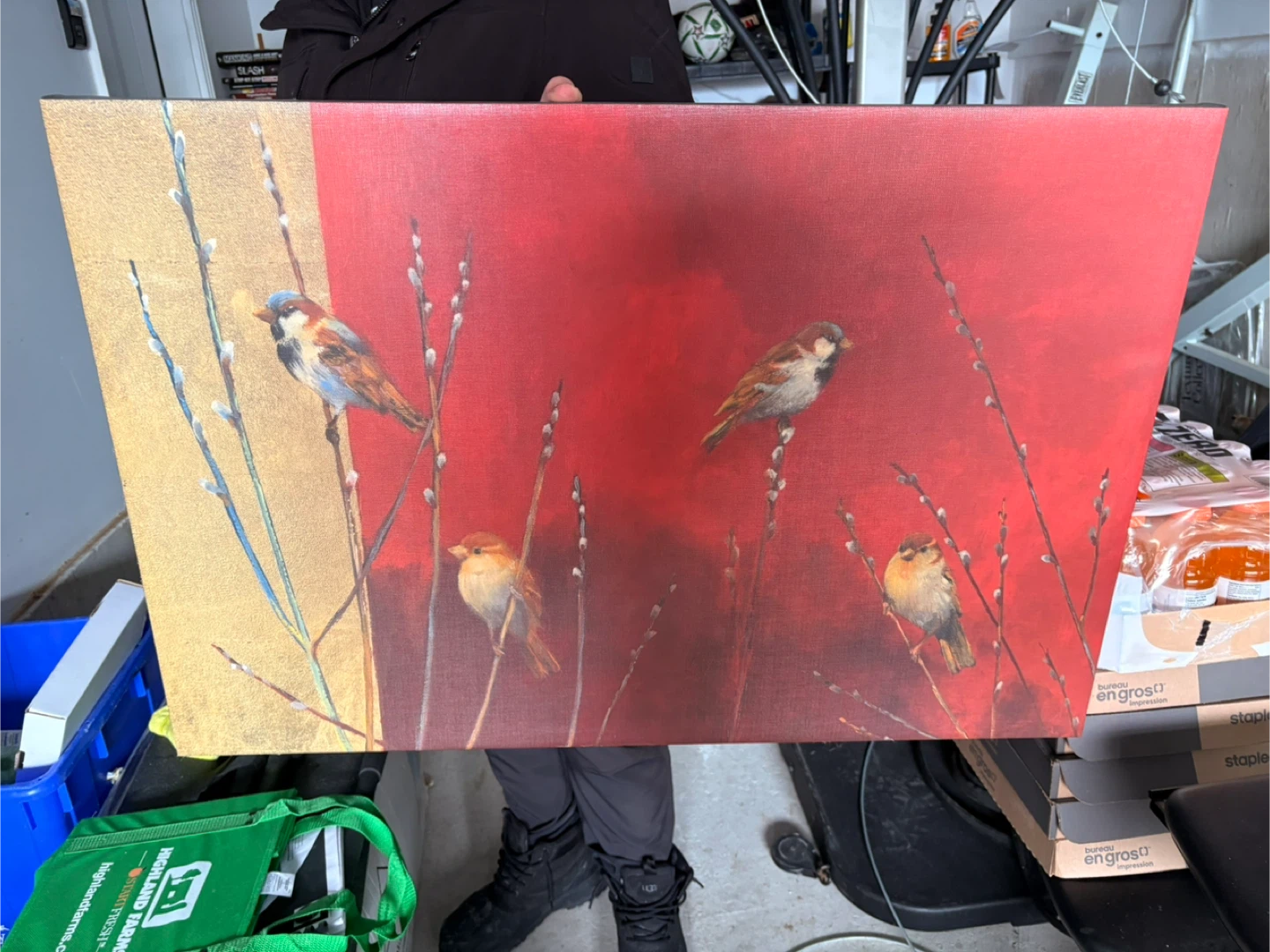 Canvas Wall Art Painting with Birds and Branches