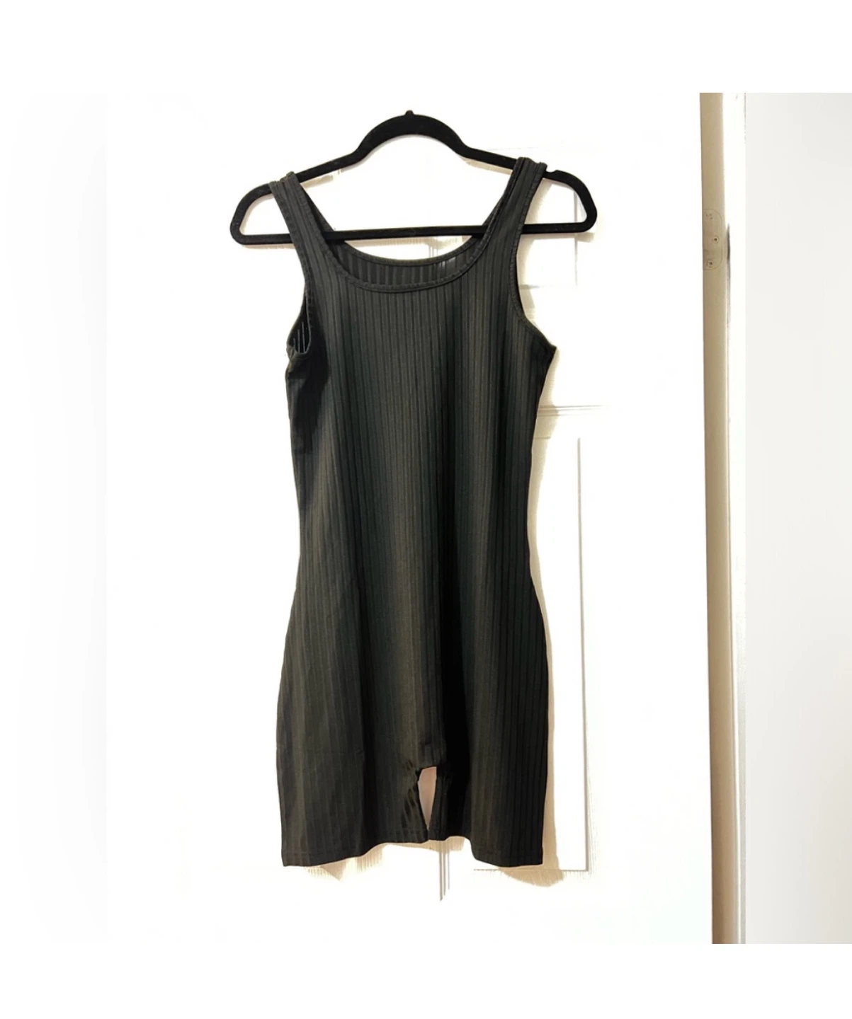 Black Ribbed Racerback Bodysuit with Shorts