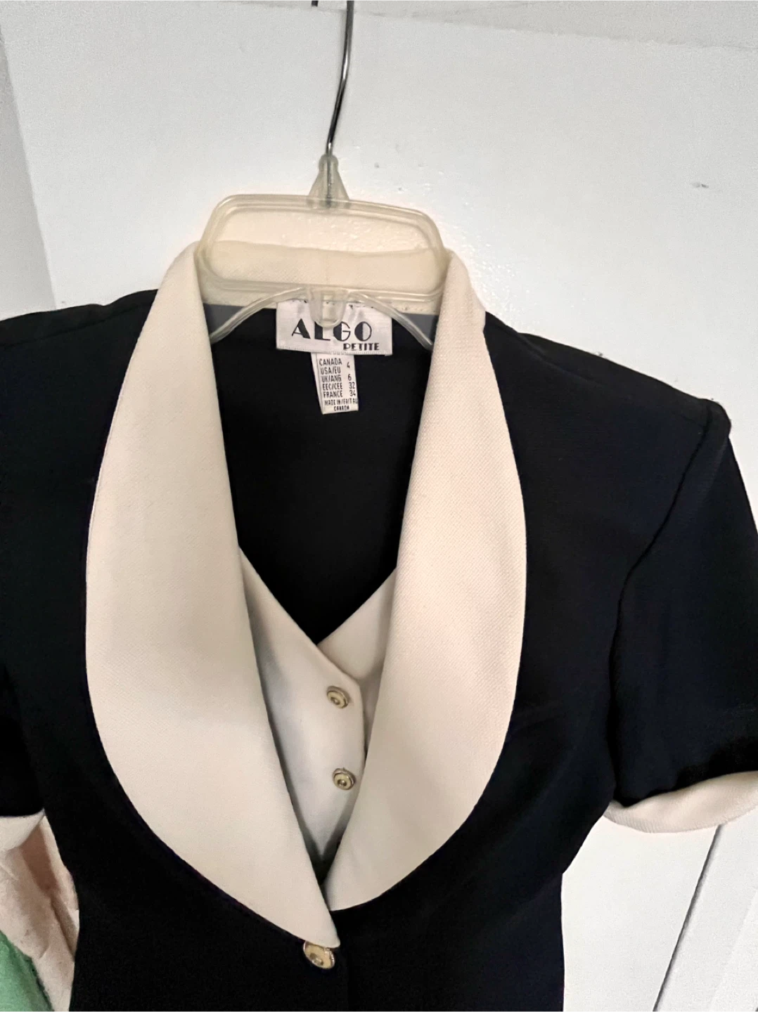 ALGO Black and Cream Short Sleeve Blazer - Size 4 - photo 3