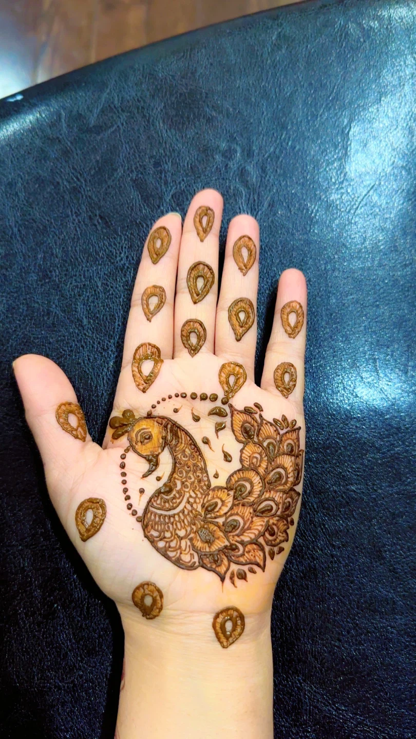 Hand Henna Tattoo Design - Peacock & Paisley