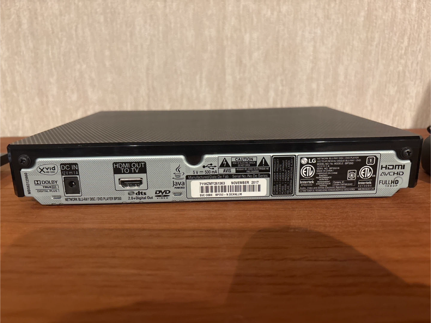 LG Blu-ray Disc Player BP350 with Remote - photo 2