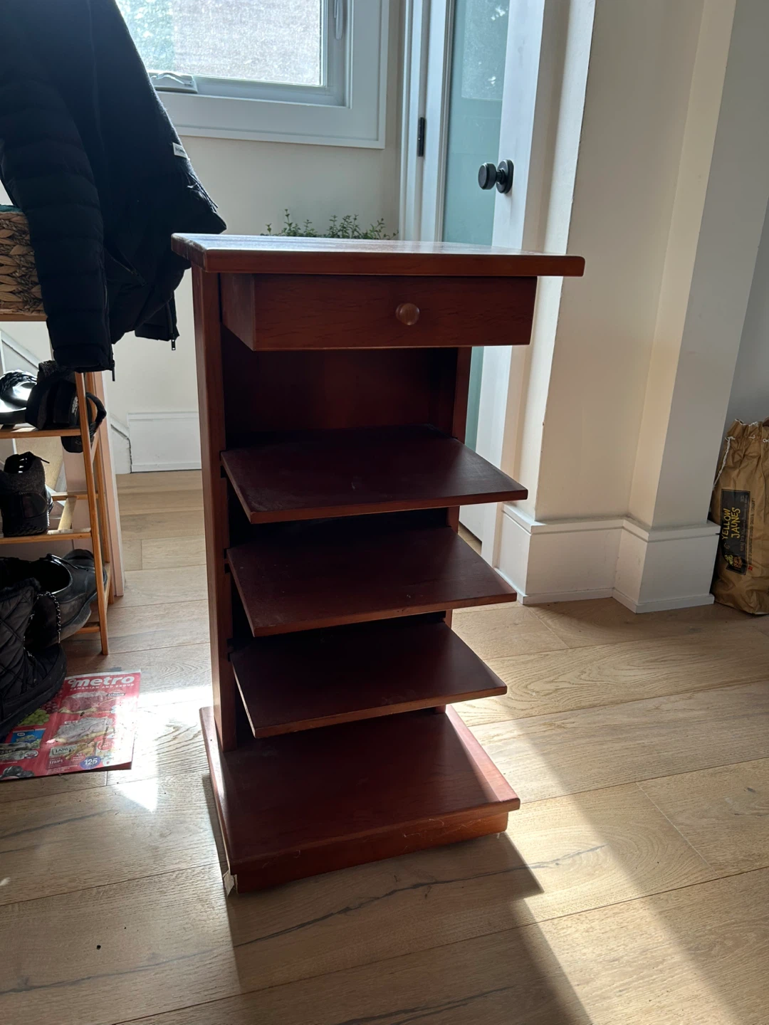 Wooden Magazine Rack with Drawer