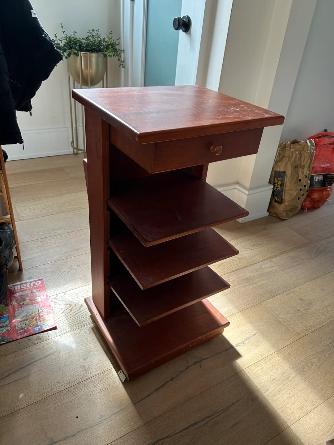 Wooden Magazine Rack with Drawer - photo 2