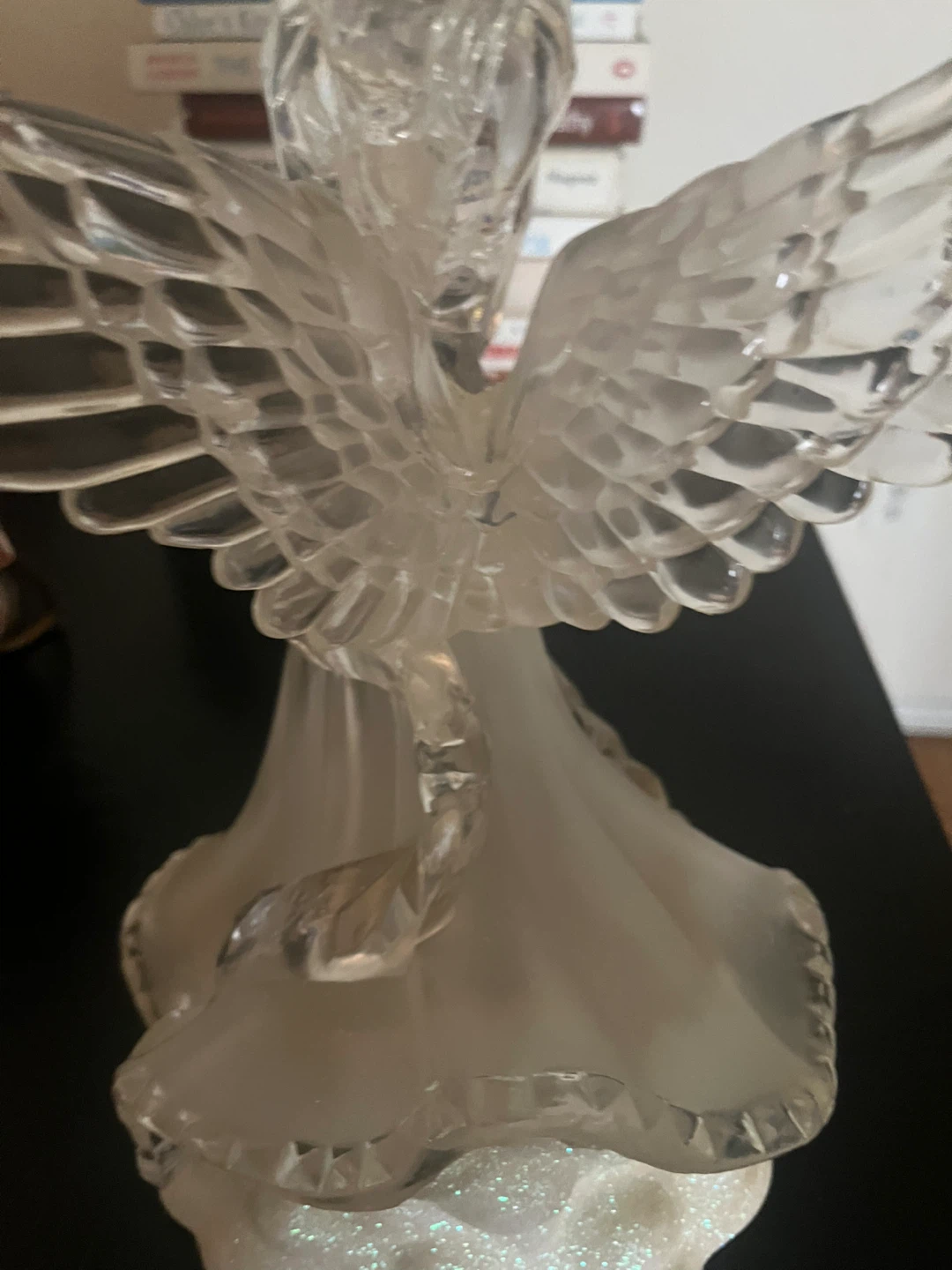 Indigo light color Crystal plastic Angel Figurine with Trumpet - photo 2